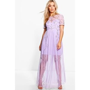 New Boohoo Plus Size Purple Beaded Maxi Dress
